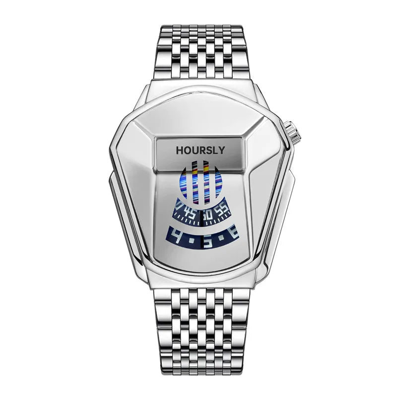 Futuristic Blue Dial Watch Timepiece