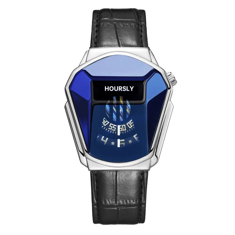 Futuristic Blue Dial Watch Timepiece