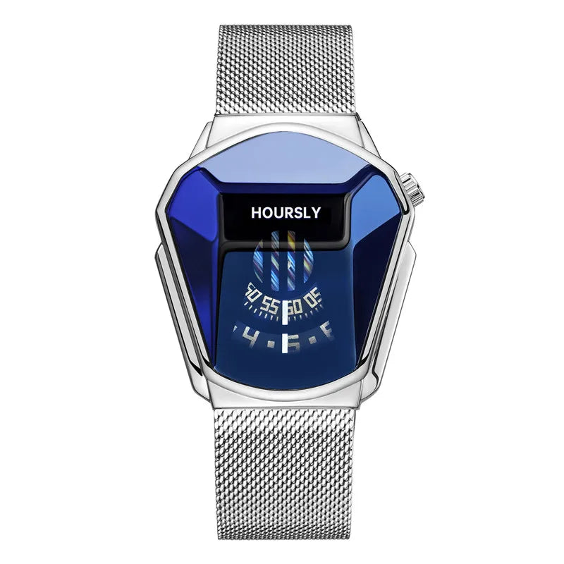Futuristic Blue Dial Watch Timepiece