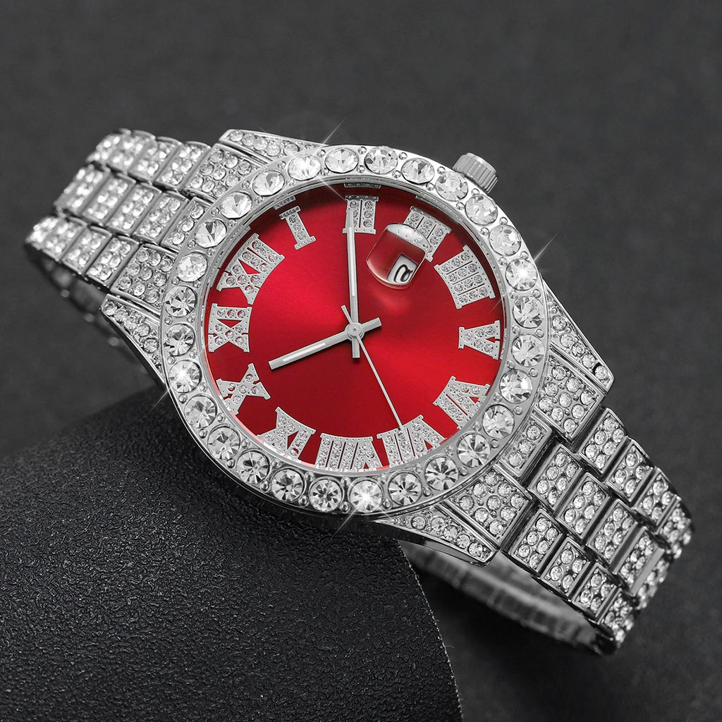 Diamond Quartz-Date Wrist Watch