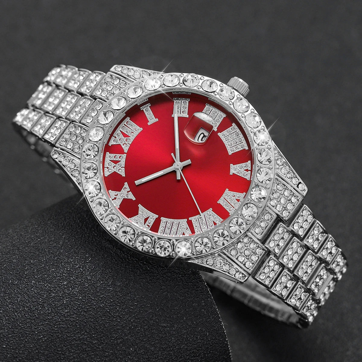 Diamond Quartz-Date Wrist Watch