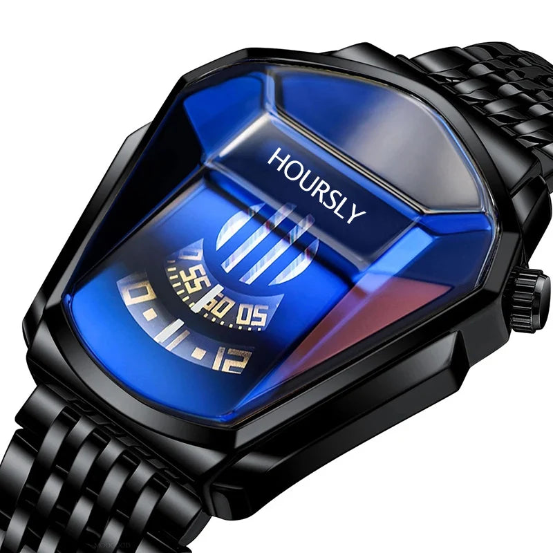 Futuristic Blue Dial Watch Timepiece