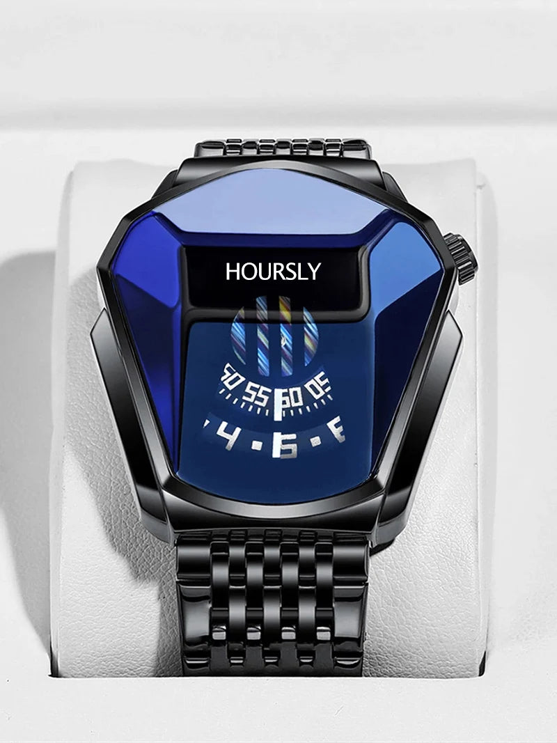 Futuristic Blue Dial Watch Timepiece