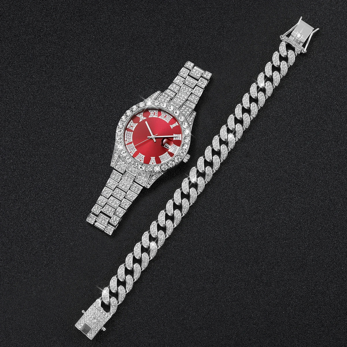 Diamond Quartz-Date Wrist Watch
